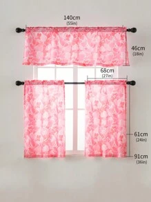 140*46cm（1 件）& 68*60cm 和 60*90cm（2 件）情人節主題可愛浪漫窗簾,適合廚房、客廳、書房、餐廳 - 彩色 - 查看 2