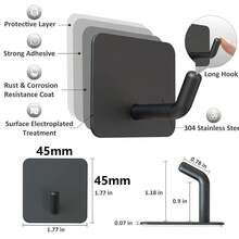 4pcs Stainless Steel Hook, Bath Towel Robe Coat Hook, Closet Viscosity Hook, Punch-Free Installation, Closet Bathroom Accessories - Black - View 2