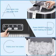 Havato Ice Maker Machine For Countertop,Portable Ice Cube Maker With Self-Cleaning, 26LBS/24H Compact Automatic Ice Makers,9 Cubes Ready In 6-8 Minutes,For Home/Kitchen/Office/Bar - Black - View 6