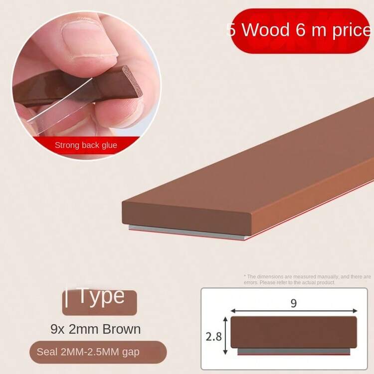 Self-Adhesive Door Seal Strip, Upgraded Silicone Type, 9x2mm, Brown, 6m Length, Soundproof, Windproof, Dustproof, Anti-Collision, Anti-Theft, For Door, Window And Household Use - Brown - View 1