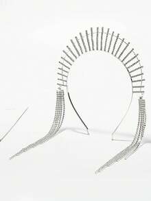 1入優雅的鑽石長流蘇設計髮帶,適用於 Cos Party、婚禮和禮物,時尚裝飾女士髮飾