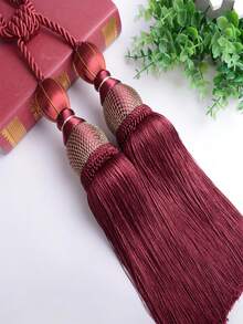 MEISIMENGSHA 1對窗簾裝飾捆扣球穗,豪華設計 - 棗紅色 - 查看 3