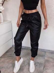 Leather Joggers - 黑色 - 查看 1