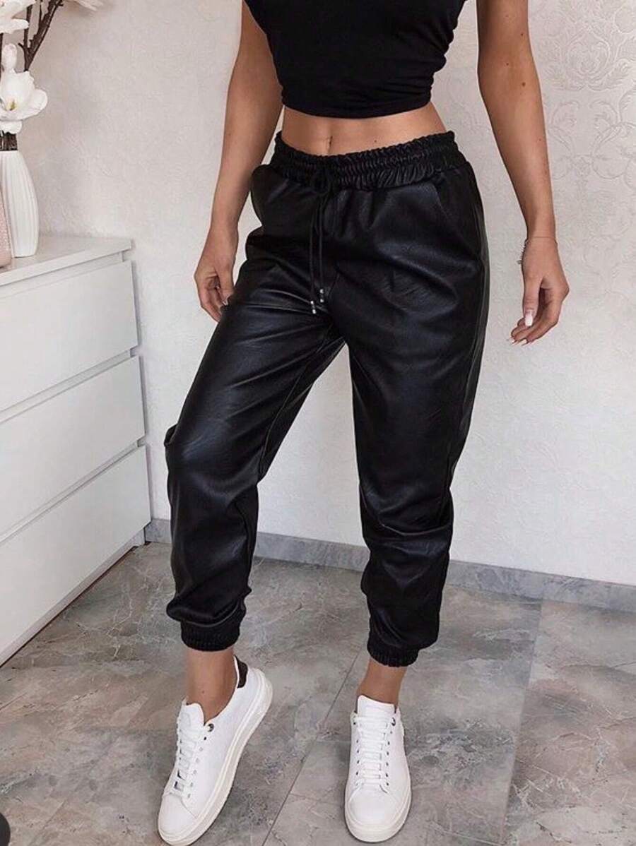 Leather Joggers - 黑色 - 查看 1