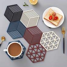 桌墊,六角形鏤空矽膠材質,北歐風格隔熱墊,碗杯墊,家用廚房杯墊 - 紅色菱形 - 查看 3