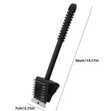 1個戶外燒烤刷和刮,帶有長木柄和可更換的不銹鋼刷毛,不刮傷,適用於任何燒烤烤架 - 黑色 - 查看 2