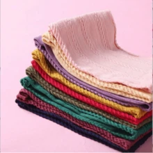 1入實色針織頭帶,帶有提花尼龍花的diy頭巾髮飾,適用於嬰兒和幼兒的日常穿戴 - 淺灰紫 - 查看 2