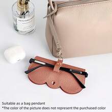 Litchi Embossed Glasses Cover, Portable Sunglasses Reading Glasses Storage Bag Dust-Proof Hanging Eyewear Holder - Light Coffee - View 4