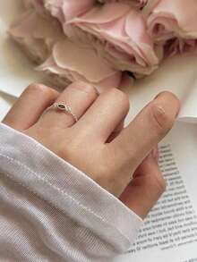 1只s925銀戒指,橢圓形綠色立方氧化鋯鏈式戒指,女性專用,極簡且獨特的設計,適合日常佩戴 - 銀色 - 查看 2