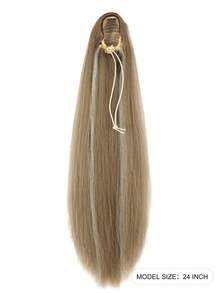 Women's Synthetic Fiber 24 Inches Straight Drawstring Ponytail Hair Extension, Suitable For Daily Wear - Piano Color - View 8