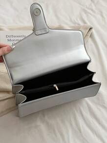 1pc Silver Fashionable Chain Shoulder Crossbody Bag, Spacious And Multilayered For Women - Silver - View 5