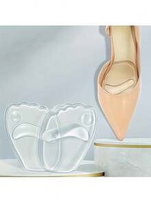 2入組帶膠黏貼的矽膠前脚墊，減輕女士高跟鞋的腳疲勞，緩解疼痛和防止磨腳，適用於鞋子有點大或磨腳的情況 - 均碼 - 查看 2