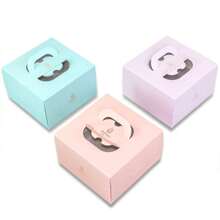 10pcs 16*16*9.5cm Baking Packaging Box For Small 6-Inch Mousse, Cheesecake With Detachable Bottom - Pink - View 4