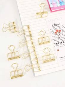 10pcs Gold Medium-Sized Multifunctional Colorful Paper Clip Set In Box, Stylish And Bright, Suitable For Study And Office Supplies, Portable Storage Clip - Gold - View 1