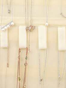 Double Sided Jewelry Storage Hanging Bag, Dustproof Storage For Name Cards Membership Cards Watches, 40 Grids On The Front, 20 Magic Stickers On The Back, Transparent Wall-Mounted Accessory Storage Bag With Large Capacity - Black - View 5