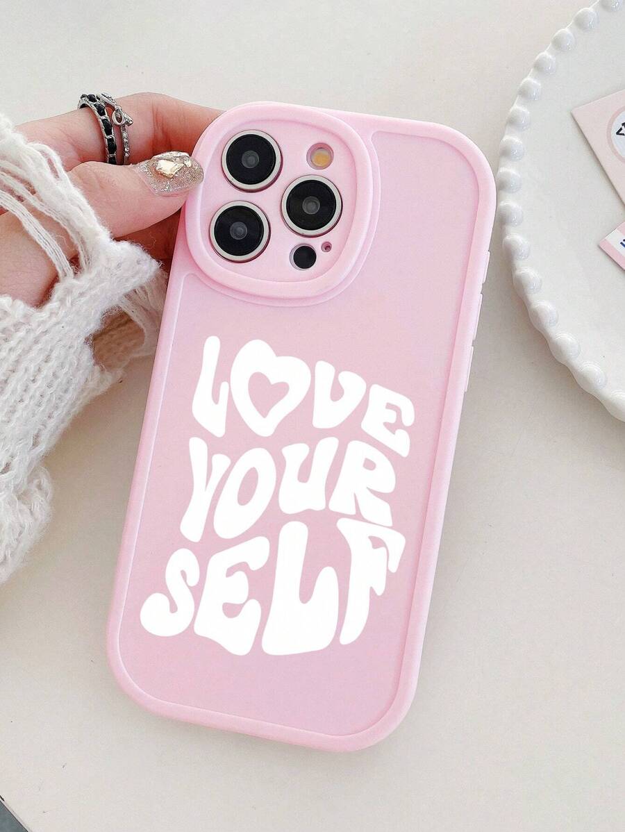 Ốp điện thoại in chữ "Love Your Self", màu hồng, tương thích với Samsung, , Galaxy, 11, 13, 14, 15, Galaxy A14S, S24, 16, 16 Pro, 16 Pro Max, 16 Plus. Phiên bản quốc tế, không phải phiên bản nội địa. - Nhiều màu - Xem 1