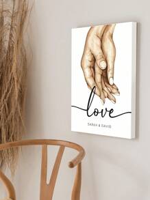 1 件現代牽手框牆壁裝飾畫簡約愛情名言帆布印刷海報適用於臥室客廳裝飾可直接懸掛 - 彩色 - 查看 3