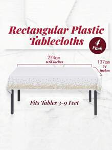 1片白底金點子矩形桌布,適用於廚房、餐廳,防水防油,適用於派對、節慶、野餐和聚會 - 白色 - 查看 2