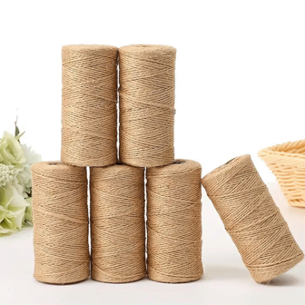 1 pièce Ficelle de jute jaune 100 m/rouleau pour accessoires d'artisanat DIY, vêtements, fêtes, jeux de tir à la corde, emballage de cadeaux, convient pour les décorations artistiques DIY, la rentrée scolaire et la Saint-Valentin