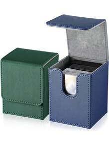 Trading Card Storage Box, Mtg Card Storage, Trading Commander Deck Box Compatible With Mtg Card Deck,Premium Leather Deck Box For Trading Cards - Army Green - View 1