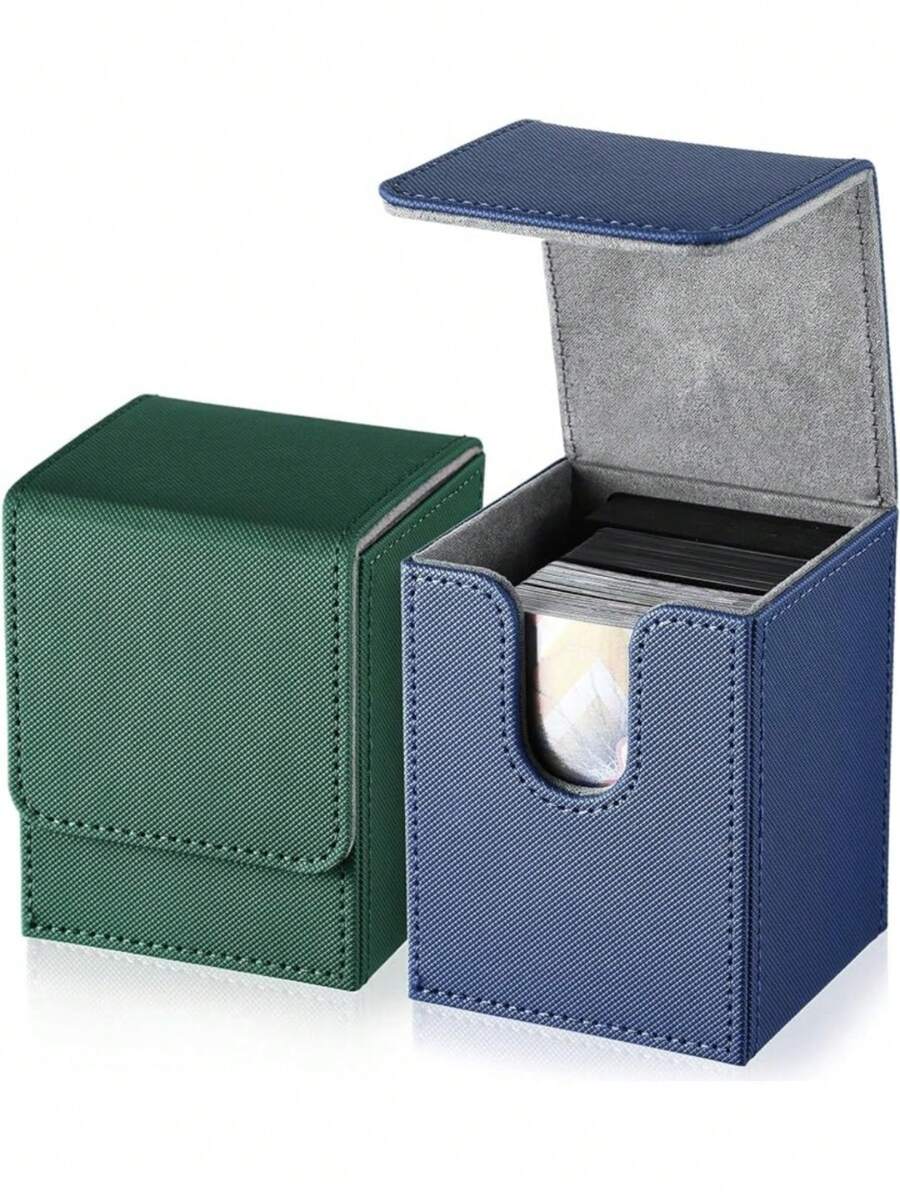 Trading Card Storage Box, Mtg Card Storage, Trading Commander Deck Box Compatible With Mtg Card Deck,Premium Leather Deck Box For Trading Cards - Army Green - View 1