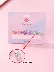 3對/套 可愛的錫合金&樹脂&塑料&鑽石垂墜耳環,幸運瓢蟲和星星動物設計,適用於女孩的日常佩戴和珠寶禮物 - 銀色 - 查看 3