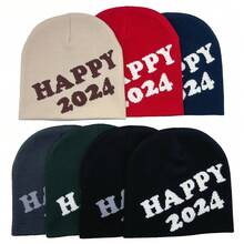 1頂 2024年男女皆宜的彩色y2k針織圖案無邊帽,保暖的嘻哈街頭風格戶外運動蓋頭帽,適宜日常穿戴 - 墨綠色 - 查看 1