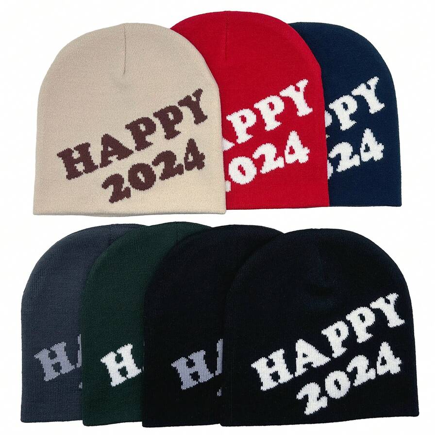 1頂 2024年男女皆宜的彩色y2k針織圖案無邊帽,保暖的嘻哈街頭風格戶外運動蓋頭帽,適宜日常穿戴 - 墨綠色 - 查看 1