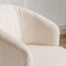 Practical Linen Barrel Chair With Metal Frame And Swivel Base For Living Room And Bedroom - Beige - View 5
