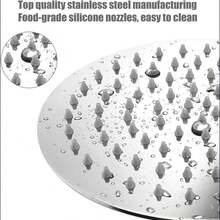 1入組雨淋花洒，304不銹鋼超薄設計-增壓，令人驚艷的體驗，高壓高流量圓形花洒頭（8英寸，鉻色） - 銀色 - 查看 4