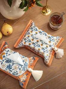 1個隨機款式客廳臥室辦公室飯店餐廳咖啡桌面紙盒套,家用面紙袋紙巾盒收納架 - 彩色 - 查看 1