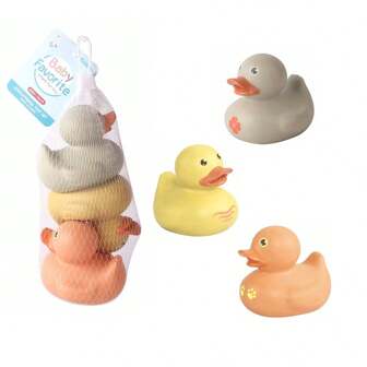1pack/3pcs Baby Bath Toys - Floating Yellow Ducks Made Of Wheat Straw, Suitable To Attract Babies' Interest In Bathing