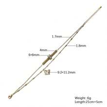 1pc Fashionable Cubic Zirconia Butterfly Decor Anklet Suitable For Women's Daily Wear - Gold - View 3