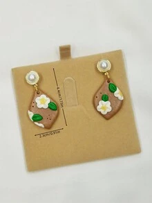 1對時尚手工3d花朵耳針,由軟陶製成,適合女性在晚會上佩戴 - 菱形 - 查看 4