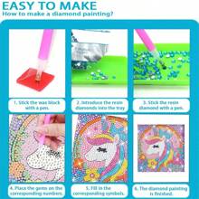 1入組/套帶木質框架的皇冠獨角獸兒童鑽石畫藝術工藝品,適用於兒童女孩和男孩的簡易手工藝術套裝,裝飾鑽石畫套裝適合初學者童子軍男孩和女孩等送禮 - 皇冠獨角獸 - 查看 5
