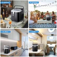 Havato Ice Maker Machine For Countertop,Portable Ice Cube Maker With Self-Cleaning, 26LBS/24H Compact Automatic Ice Makers,9 Cubes Ready In 6-8 Minutes,For Home/Kitchen/Office/Bar - Black - View 7