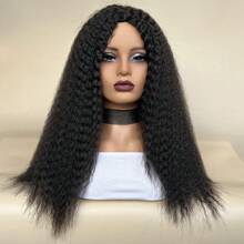 進口合成纖維短款自然波浪假髮,中分合成髮假髮,20英寸自然柔軟頭髮低溫纖維假髮,適用於女性日常派對使用