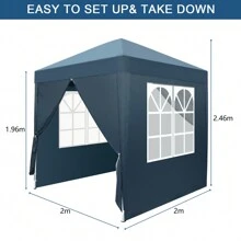 2 X 2m Two Doors & Two Windows Practical Waterproof Right-Angle Folding Tent Green - Blue - View 6