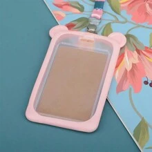 1pc Badge Holder Bus Card Holder Hangtag Certificate Meal Card Silicone Card Holder With Lanyard - Green - View 6