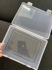 1pc/Set Portable Clear Plastic Storage Box With Buckle (L/M/S), Suitable For Storing Small Items Such As Hair Accessories And Desk Supplies, Dust And Water Resistant