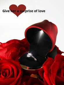 玫瑰創意led光環頸鍊珠寶求婚表白情人禮物盒 - 玫瑰花 - 查看 2