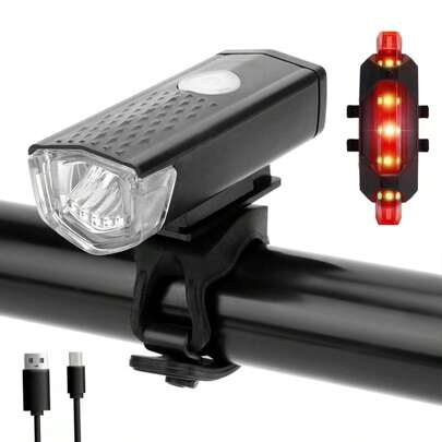 1pc Usb Rechargeable Bike Light, Headlight, Taillight, High Brightness Illumination For Night Riding, Waterproof, Easy To Install, Outdoor Mountain Bi