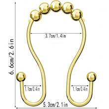 淋浴簾掛勾,12入不鏽鋼金色防銹淋浴簾環,平滑滑動和防掉落雙層淋浴掛勾,適用於淋浴簾桿（金色） - 金色 - 查看 2