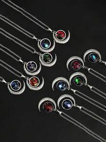 Twelve Constellation Moon Star Combination Starry Sky Luminous Necklace Titanium Steel Pendant Friend Couple Gift - Constellation - View 4