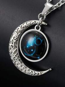 Twelve Constellation Moon Star Combination Starry Sky Luminous Necklace Titanium Steel Pendant Friend Couple Gift - Constellation - View 7