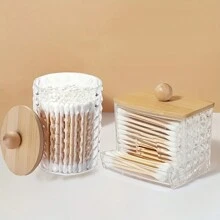 2入組棉花棒收納盒帶蓋，10/7盎司球形/棉球分配器，透明鑽石圖案藥劑組織罐，用於收納 - 2pcs - 查看 3