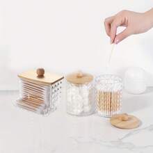 2入組棉花棒收納盒帶蓋，10/7盎司球形/棉球分配器，透明鑽石圖案藥劑組織罐，用於收納 - 2pcs - 查看 2