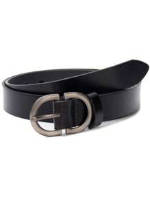 LEON'S 1入女式皮帶,帶日式風格扣環和雙線縫紉,黑色,適用於日常穿搭裙裝/裙子 - 黑色 - 查看 1