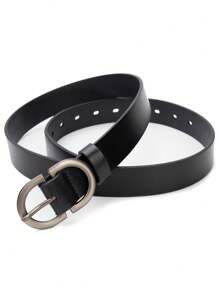 LEON'S 1入女式皮帶,帶日式風格扣環和雙線縫紉,黑色,適用於日常穿搭裙裝/裙子 - 黑色 - 查看 2