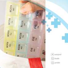 28格日常藥盒,4次/日隔間,每周劑量容器盒,藥械盒,藥物分發器盒,維生素,運動補充劑,隨身攜帶 - 彩色 - 查看 9